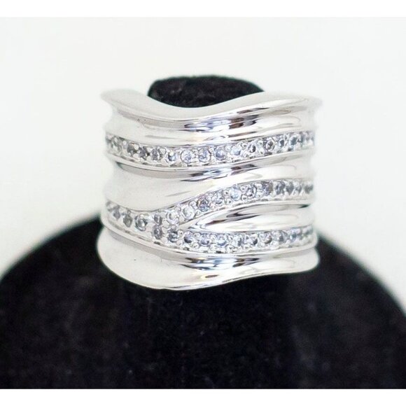 Size 5, Vintage Silver Tone Wrap Stylish Ring by Lia Sophia - H1 - Picture 1 of 3